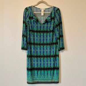 Long Sleeve Boho / Ikat Cocktail Dress